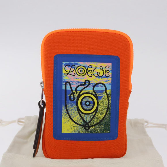 LOEWE Irohebe Nature Neck Pouch Shoulder Bag Canvas Blue Silver Auth 212977M