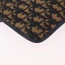 Christian Dior Trotter Canvas Clutch Bag Navy Gold Auth 213001-10