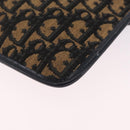 Christian Dior Trotter Canvas Clutch Bag Navy Gold Auth 213001-11