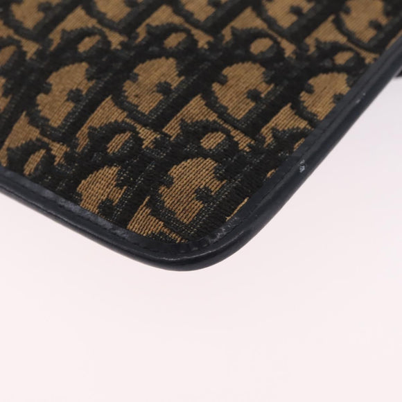 Christian Dior Trotter Canvas Clutch Bag Navy Gold Auth 213001