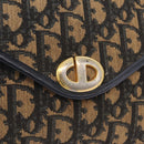 Christian Dior Trotter Canvas Clutch Bag Navy Gold Auth 213001-12