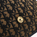 Christian Dior Trotter Canvas Clutch Bag Navy Gold Auth 213001-16