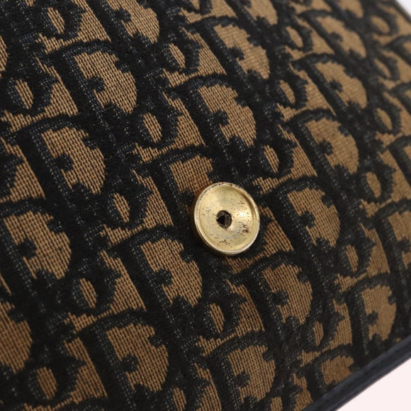 Christian Dior Trotter Canvas Clutch Bag Navy Gold Auth 213001