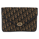 Christian Dior Trotter Canvas Clutch Bag Navy Gold Auth 213001-2