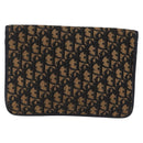 Christian Dior Trotter Canvas Clutch Bag Navy Gold Auth 213001-3