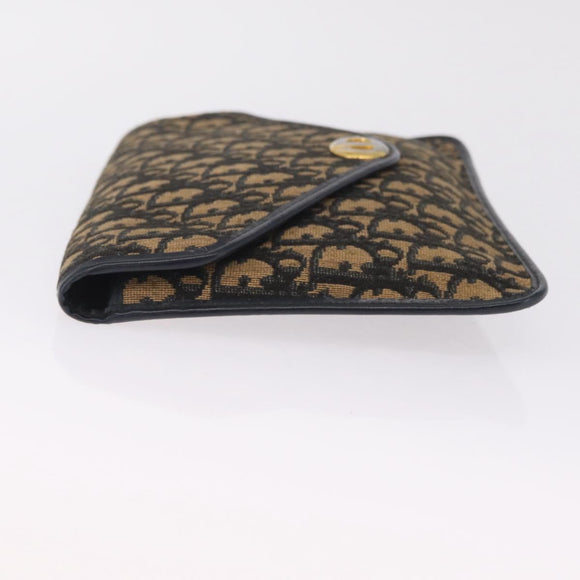 Christian Dior Trotter Canvas Clutch Bag Navy Gold Auth 213001