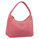 PRADA Hand Pouch Hand Bag Nylon Pink Silver Auth 213002-1