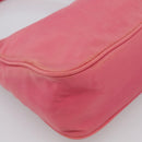 PRADA Hand Pouch Hand Bag Nylon Pink Silver Auth 213002-11