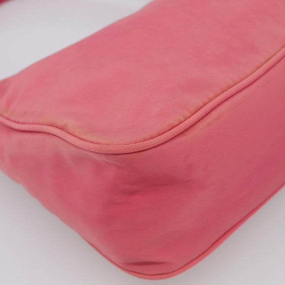 PRADA Hand Pouch Hand Bag Nylon Pink Silver Auth 213002