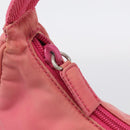 PRADA Hand Pouch Hand Bag Nylon Pink Silver Auth 213002-15