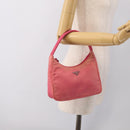 PRADA Hand Pouch Hand Bag Nylon Pink Silver Auth 213002-21