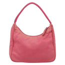 PRADA Hand Pouch Hand Bag Nylon Pink Silver Auth 213002-3