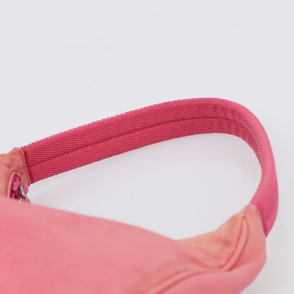 PRADA Hand Pouch Hand Bag Nylon Pink Silver Auth 213002