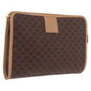 CELINE Macadam Canvas Clutch Bag PVC Leather Brown Gold Auth 213004A-1