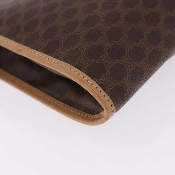CELINE Macadam Canvas Clutch Bag PVC Leather Brown Gold Auth 213004A