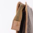 CELINE Macadam Canvas Clutch Bag PVC Leather Brown Gold Auth 213004A-12