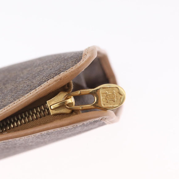 CELINE Macadam Canvas Clutch Bag PVC Leather Brown Gold Auth 213004A