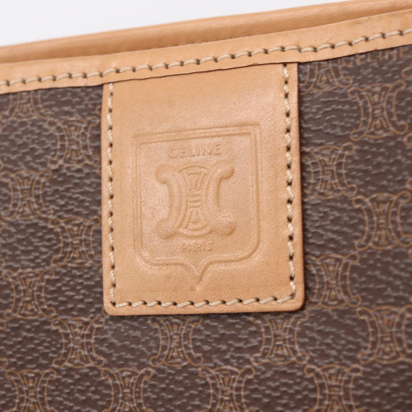CELINE Macadam Canvas Clutch Bag PVC Leather Brown Gold Auth 213004A