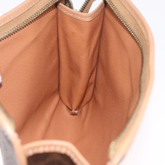 CELINE Macadam Canvas Clutch Bag PVC Leather Brown Gold Auth 213004A