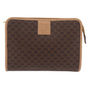 CELINE Macadam Canvas Clutch Bag PVC Leather Brown Gold Auth 213004A-2
