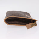 CELINE Macadam Canvas Clutch Bag PVC Leather Brown Gold Auth 213004A-4