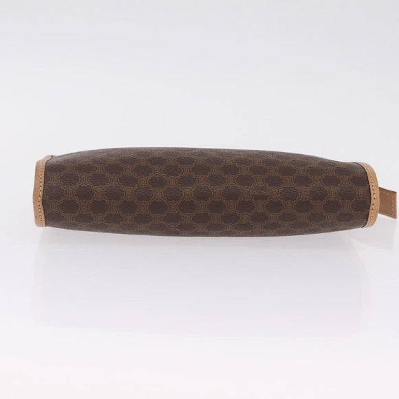 CELINE Macadam Canvas Clutch Bag PVC Leather Brown Gold Auth 213004A