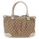GUCCI GG Canvas Hand Bag Beige Gold 247902 Auth 213008-3