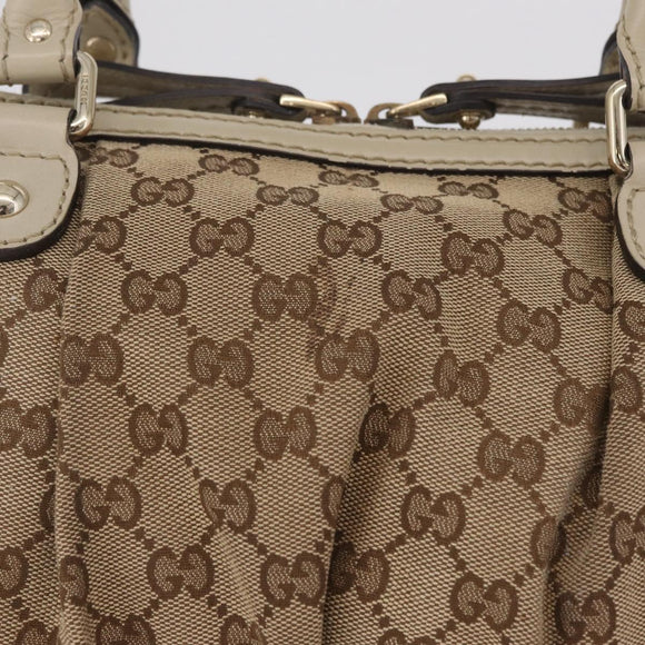 GUCCI GG Canvas Hand Bag Beige Gold 247902 Auth 213008