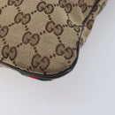 GUCCI GG Canvas Web Sherry Line Shoulder Bag Beige Gold 144388 Auth 213011A-13