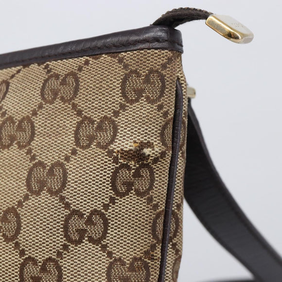 GUCCI GG Canvas Web Sherry Line Shoulder Bag Beige Gold 144388 Auth 213011A
