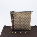 GUCCI GG Canvas Web Sherry Line Shoulder Bag Beige Gold 144388 Auth 213011A-27