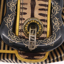 FENDI Chain Shoulder Bag Velvet Beige Auth 213013V-16