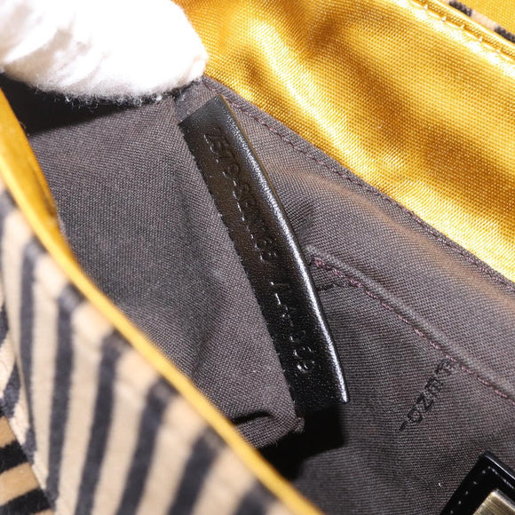 FENDI Chain Shoulder Bag Velvet Beige Auth 213013V