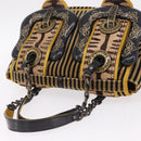FENDI Chain Shoulder Bag Velvet Beige Auth 213013V-7