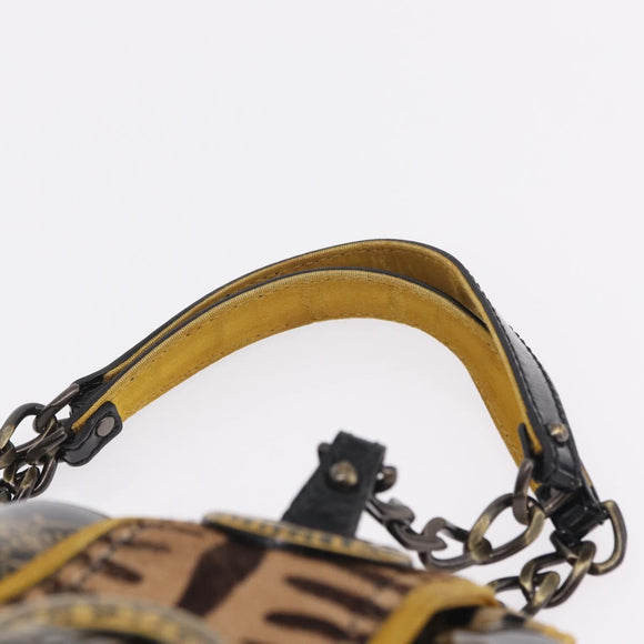 FENDI Chain Shoulder Bag Velvet Beige Auth 213013V