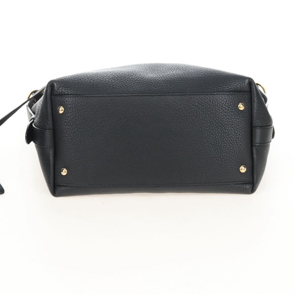 Salvatore Ferragamo Gancini Shoulder Bag Leather Black Gold Auth 213016M