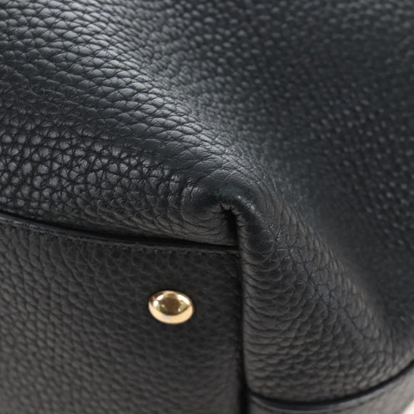Salvatore Ferragamo Gancini Shoulder Bag Leather Black Gold Auth 213016M
