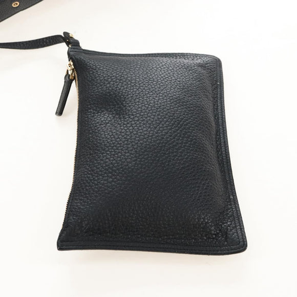 Salvatore Ferragamo Gancini Shoulder Bag Leather Black Gold Auth 213016M