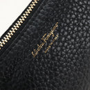 Salvatore Ferragamo Gancini Shoulder Bag Leather Black Gold Auth 213016M-19