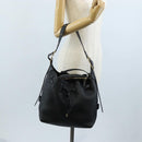 Salvatore Ferragamo Gancini Shoulder Bag Leather Black Gold Auth 213016M-25