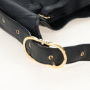Salvatore Ferragamo Gancini Shoulder Bag Leather Black Gold Auth 213016M-9