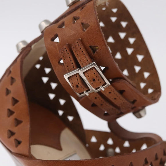 Jimmy Choo High Heels Sandals Leather 37 Brown Auth 213017A