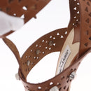 Jimmy Choo High Heels Sandals Leather 37 Brown Auth 213017A-15