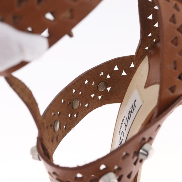 Jimmy Choo High Heels Sandals Leather 37 Brown Auth 213017A