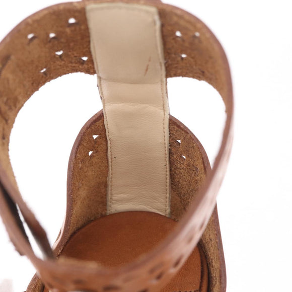 Jimmy Choo High Heels Sandals Leather 37 Brown Auth 213017A