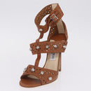 Jimmy Choo High Heels Sandals Leather 37 Brown Auth 213017A-19