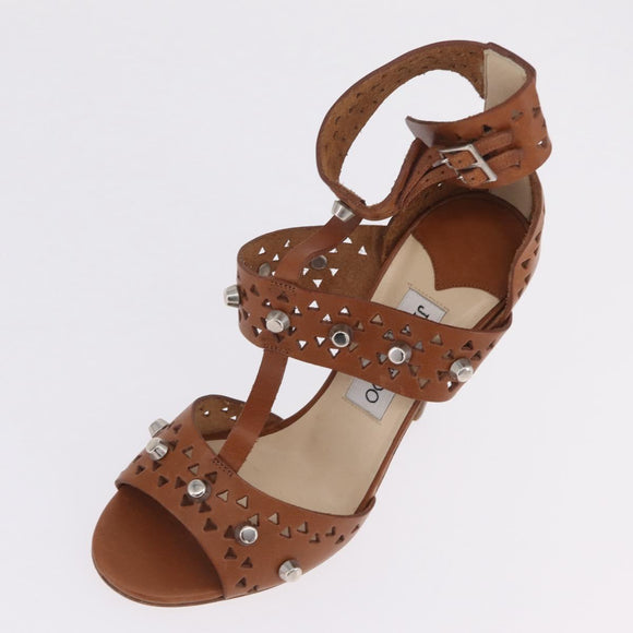 Jimmy Choo High Heels Sandals Leather 37 Brown Auth 213017A