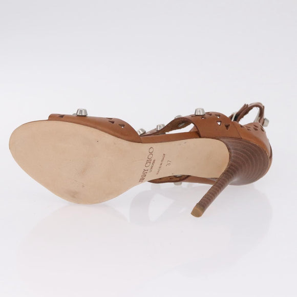 Jimmy Choo High Heels Sandals Leather 37 Brown Auth 213017A