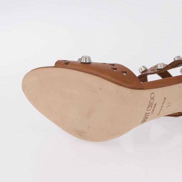 Jimmy Choo High Heels Sandals Leather 37 Brown Auth 213017A
