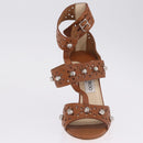 Jimmy Choo High Heels Sandals Leather 37 Brown Auth 213017A-28